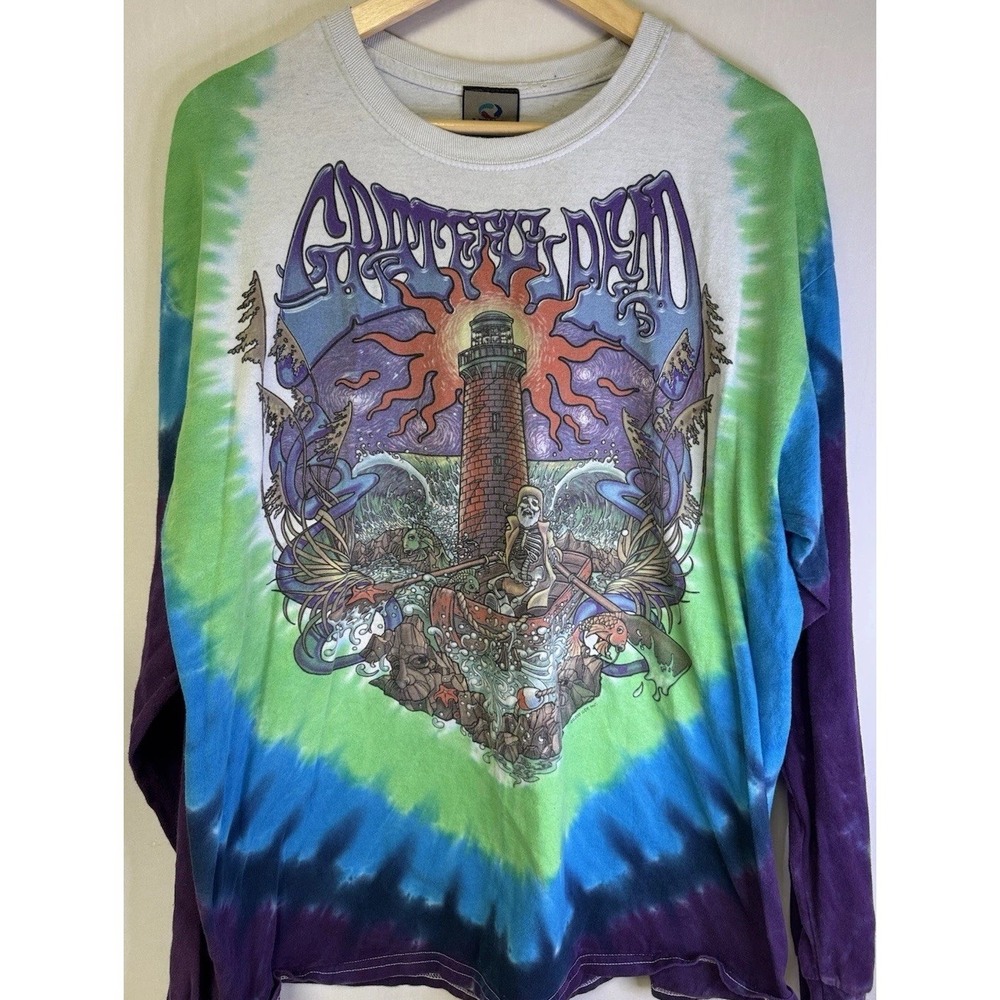 Vintage Grateful Dead Tie Dye Long Sleeve T Shirt XL‎ Graphic Liquid Blue